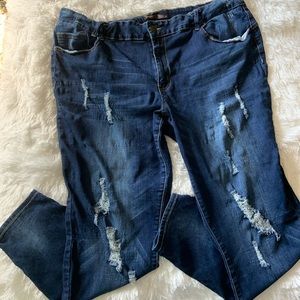 Elite Jeans deconstructed plus size stretch skinny